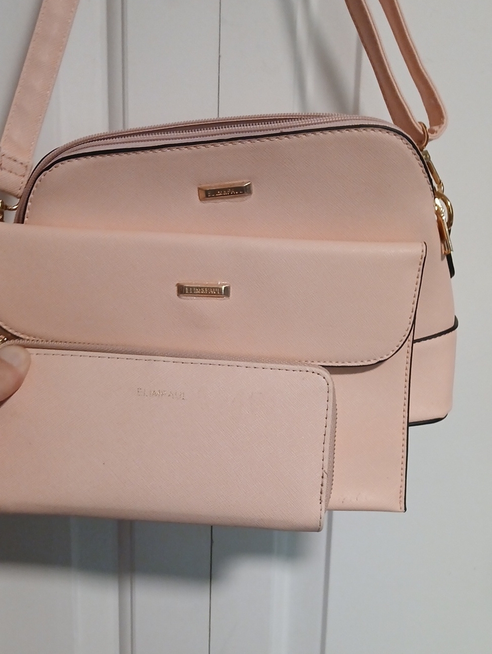 Blush Pink Crossbody Bag with Matching Wallet by